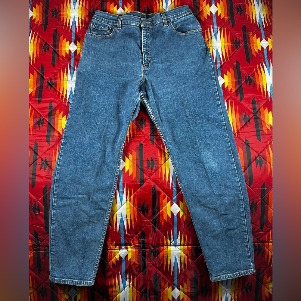 Vintage Levis 550 Black Denim Relaxed Fit Tapered Mom Jeans Women Sz 14 Mis M